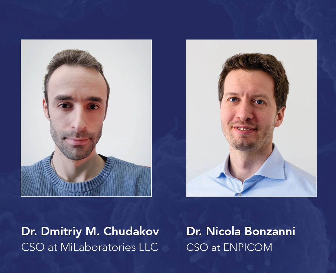 Headshots of Dr. Dmitriy M. Chudakov and Dr. Nicola Bonzanni.